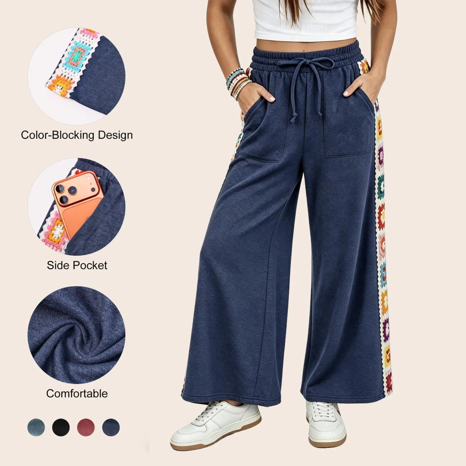 Imily Bela Women's High Waisted Wide Leg Sweatpants with Pockets Casual Lounge Pants
