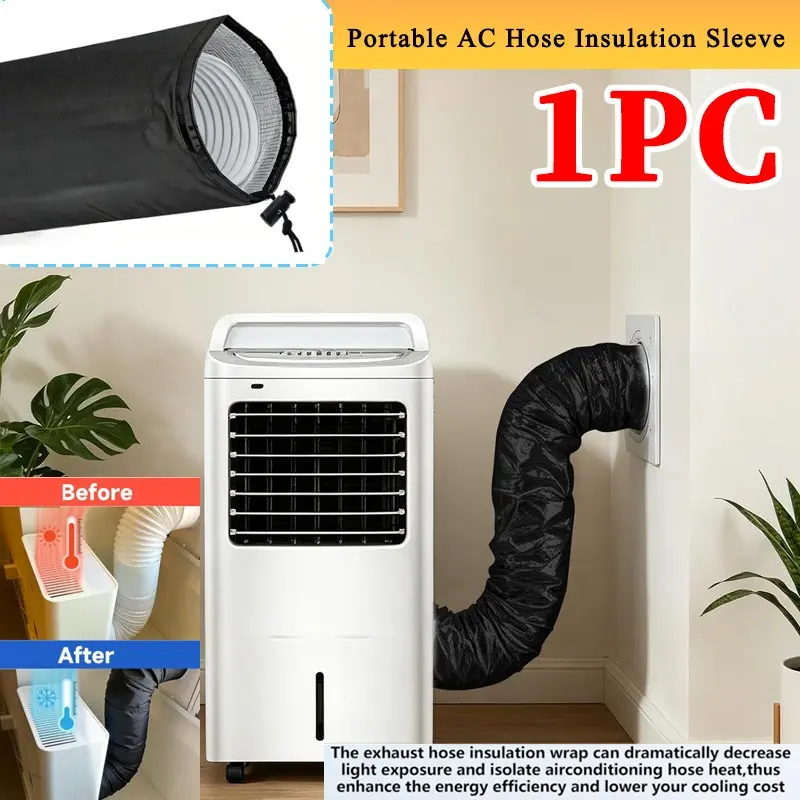 1pc Air Conditioner Duct Insulation Sleeve, Portable Ac Pipe Protector, Adjustable Drawstring Design, Easy Installation, Indoor Use, Efficiency