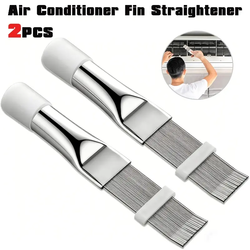 2pcs Air Conditioner Fin Straightener, Air Radiator Comb Tool And Coil Cleaner Brush, Multifunctional Repair Tool for Cleaning And Maintaining AC, Refrigerator, Condenser, Evaporator And Industrial Equipment Radiator Fins