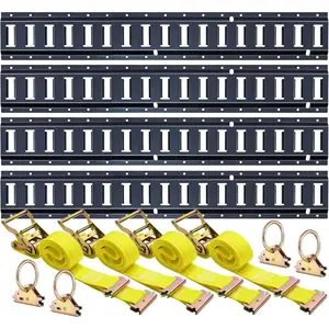 E Track Rails Tie-Down Kit -12 Pieces: 4 Pack 5ft Etrack Rails, 4 E-Track Straps and 4 O-Rings for , , Garages,  Tie Down System