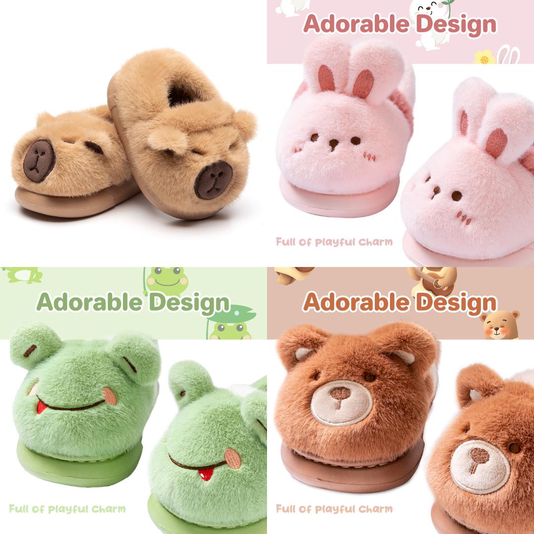Drecage Toddler Kids Slippers Girls Boys House Shoes Winter Plush Warm Soft with Cute Cartoon Design Indoor Shoes for Boys and Girls