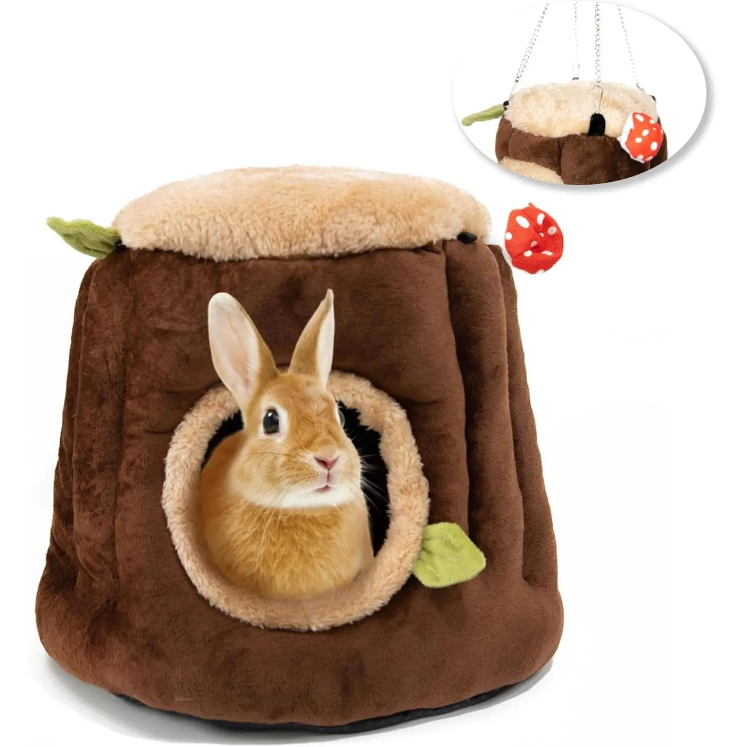 Guinea Pig Hideout Hamster Cage Accessories,Stump Style Soft Washable Hedgehog,Ferret,Rat Hammock for Cage,Chinchilla,Ferret, Bunny Bed,Small  Houses & Habitats(L)