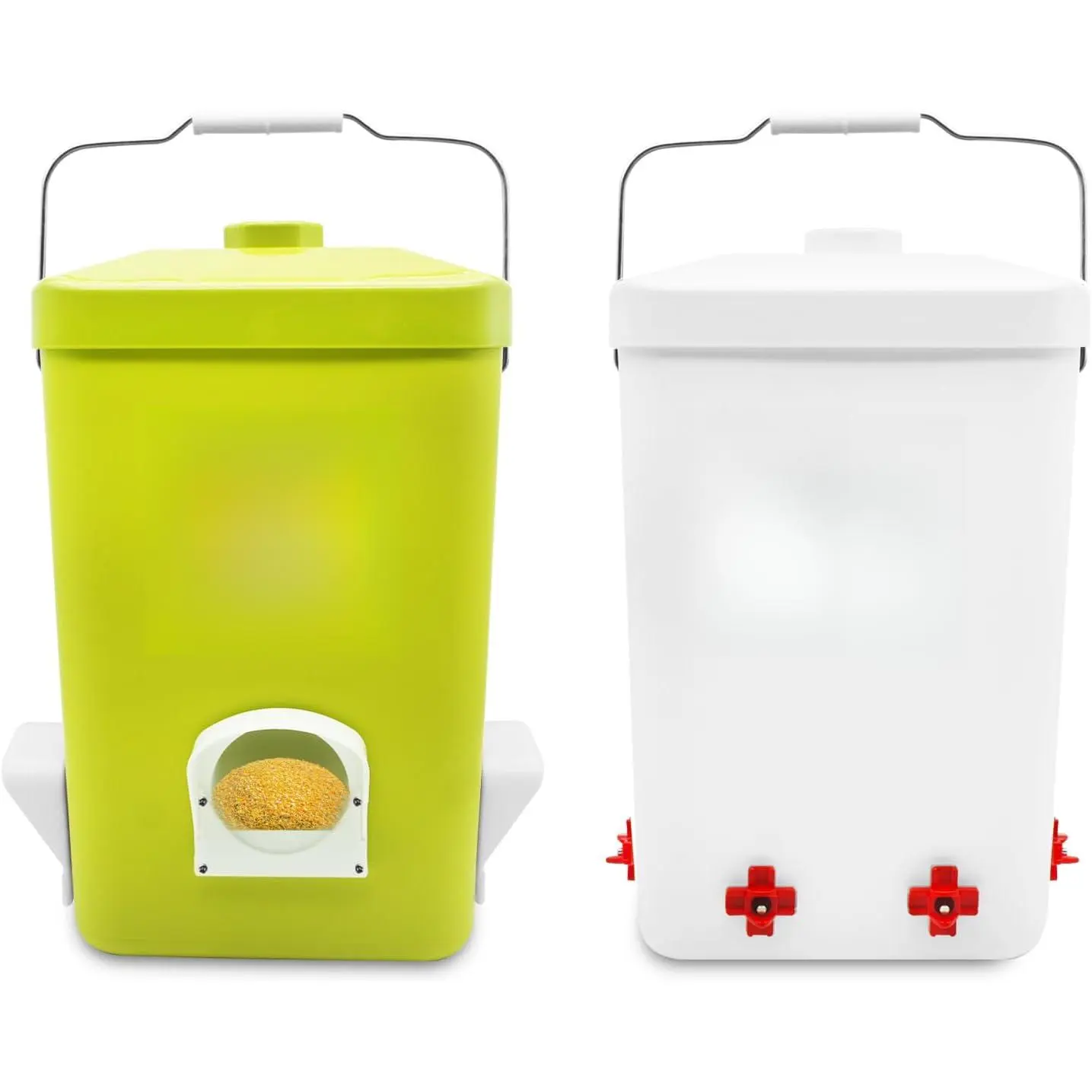 Hanging Chicken Feeder and Waterer Set,3 Gallon Chicken Water Feeder