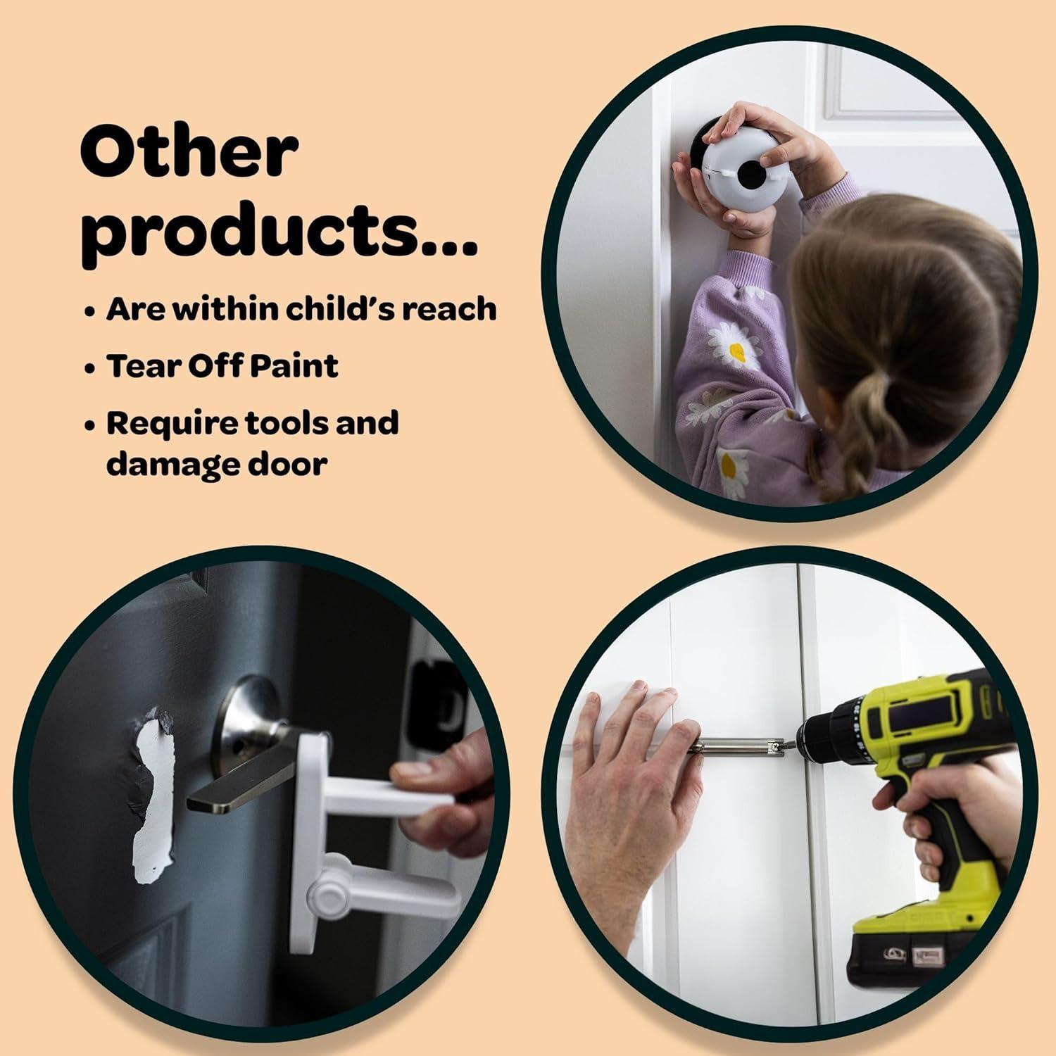 HugLock Safety Door Hook Child Safety Lock - Easy Install No Tools Needed - Keeps Kids Out of Reach - Ideal for Home Organiser