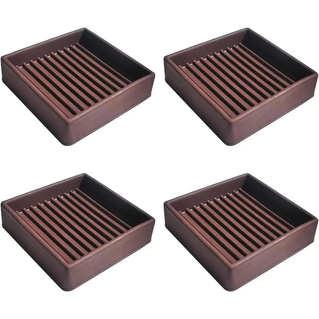 4 count Couch Anti Slip Pads, 2x2 Square Rubber Furniture Caster Cups