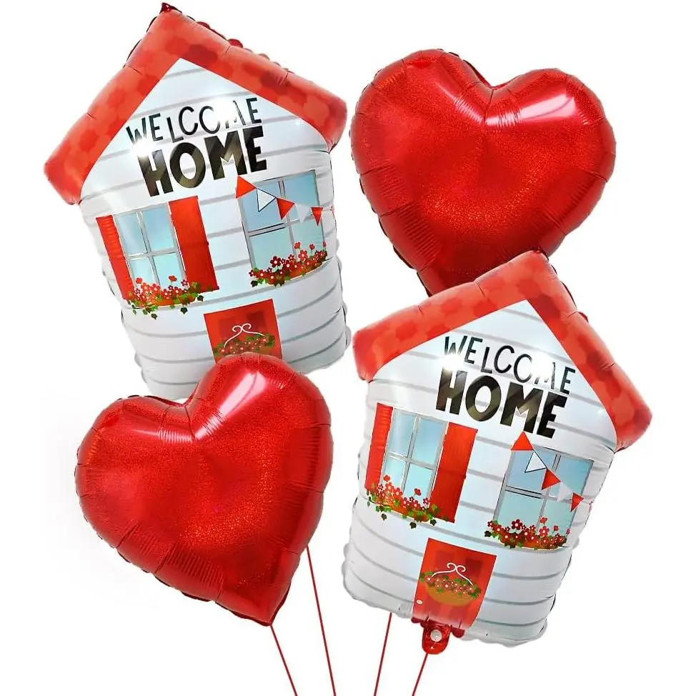 Red Welcome Home Balloons Heart Shaped Balloon home Sweet home Balloons Real Estate for House Warming Party Decorations/Housewarming Party Decor/Welcome Home Baby Decoration/Family Reunion Decorations
