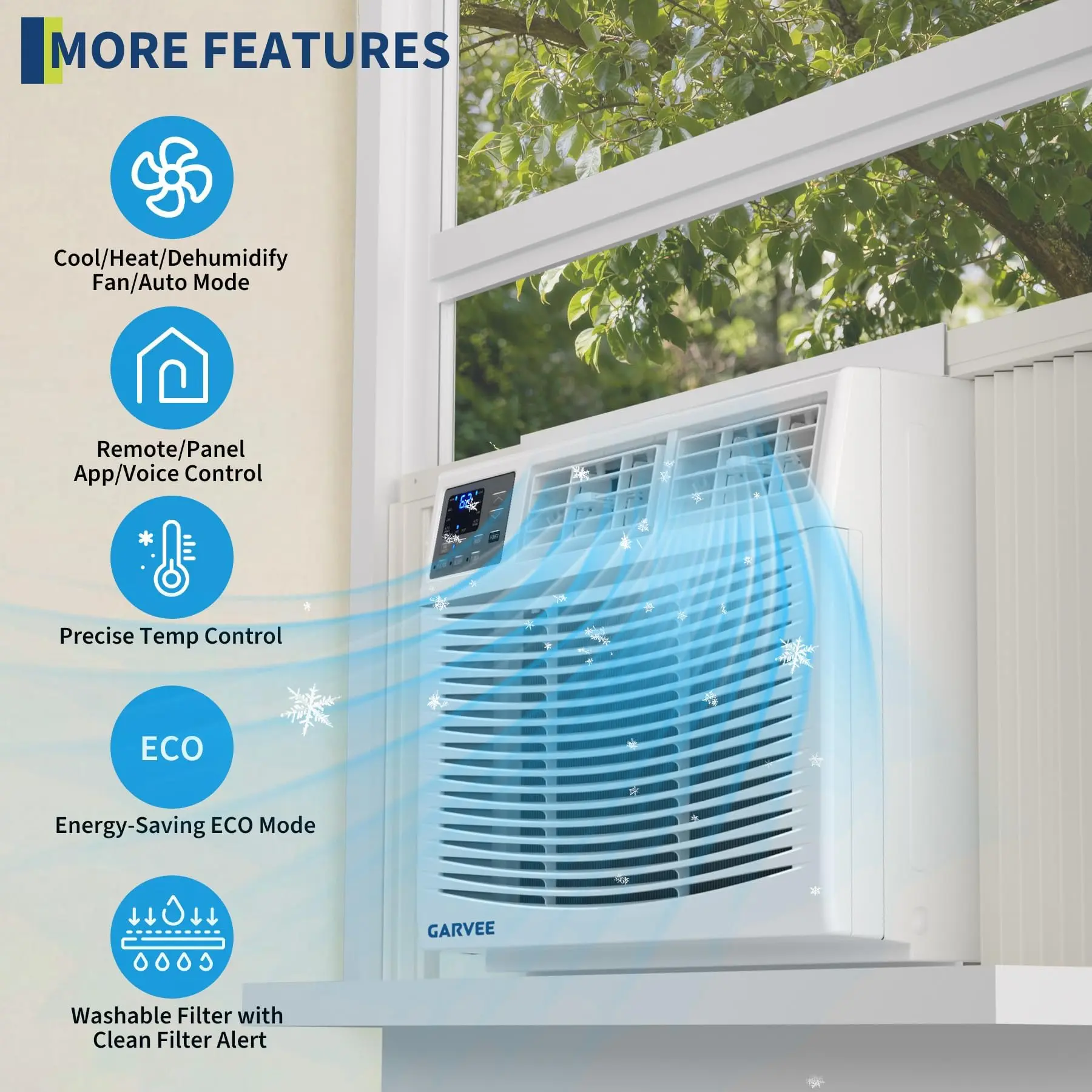 OP-Versatile 8000 BTU ,Remote & App Control, Window Air Conditioner & Heater Combo –  Window-Mounted AC for Bedrooms, Dehumidifier & Fan,Living Rooms, Apartments, Cools & Heats Up to 350 Sq. Ft