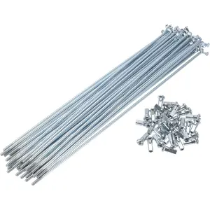 1 Set Bicycle Spokes 12G 215mm Length Bike Wheel Spokes Universal Carbon Steel Galvanized Silver Tone Nipple