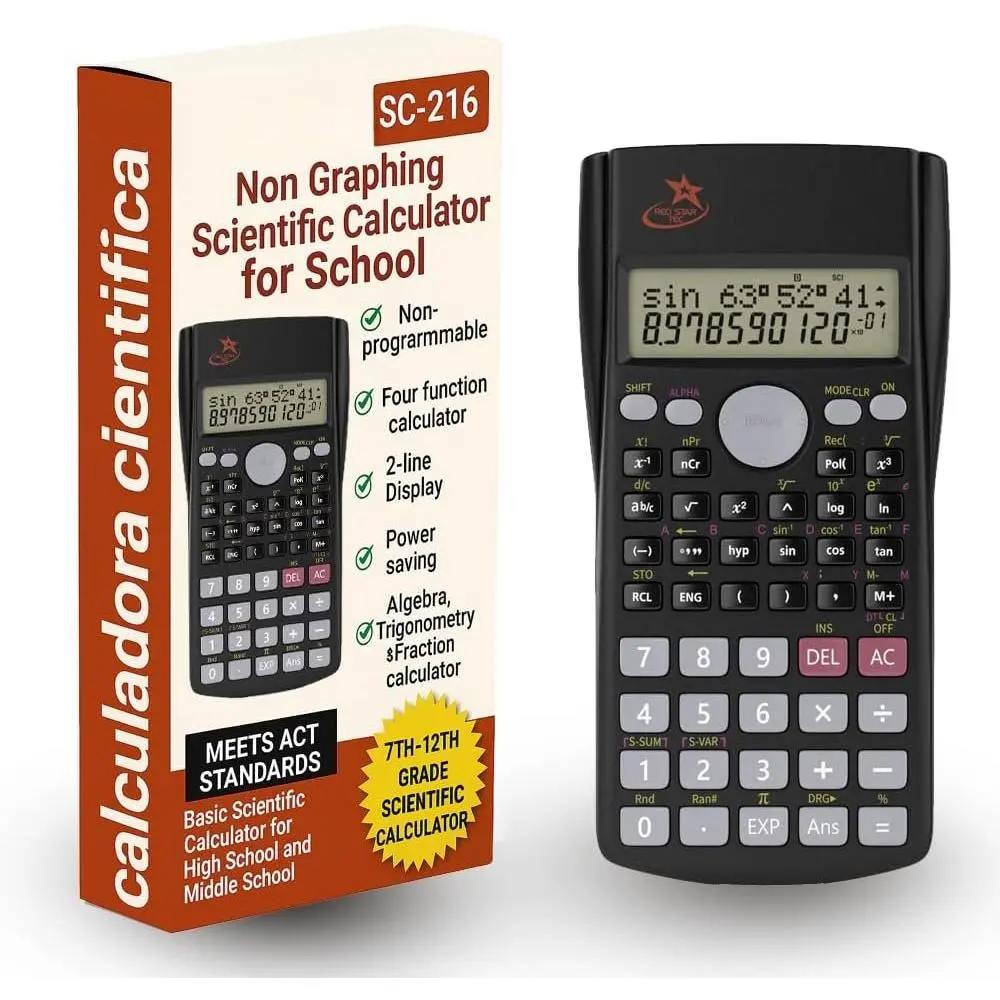 SC-216 Non-Graphing Scientific Calculator, Middle/High School, Fraction Key | Non Programmable