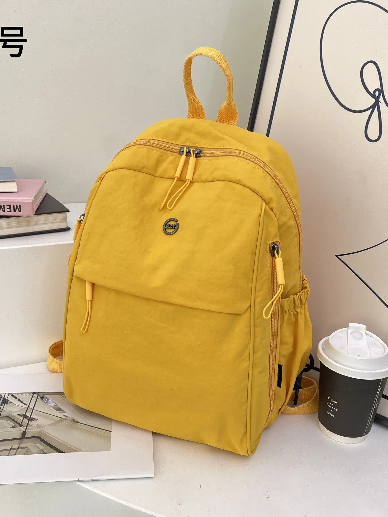 Solid Color Fashion Casual Travel Trendy Backpack for Women - 2 Sizes 4 Colors Grey/Green/Yellow/Black, Large Capacity School Bag for Junior High to College Students Daily Use