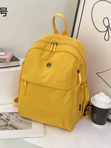 Solid Color Fashion Backpack for Women - 2 Sizes 4 Colors Grey/Green/Yellow/Black, Large Capacity School Backpacks for Junior High to College Students Daily Use
