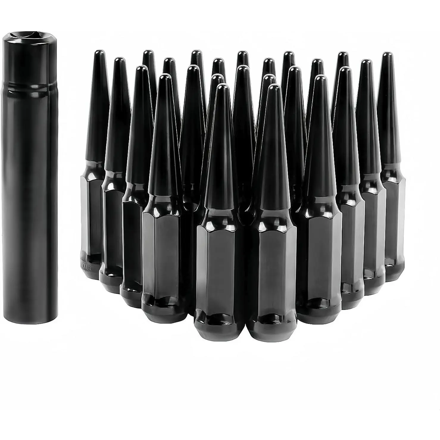 M14x1.5 Spike Lug Nuts 24pcs Black Lug Nuts Compatible with Camaro Corvette Impala
