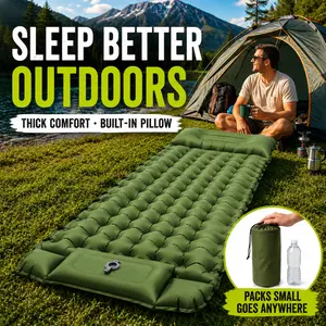 Inflatable Camping Sleeping Pad with Built-in Pillow & Foot Pump, 3.9" Thick Waterproof TPU Sleeping Mat for Backpacking, Hiking and Tent Camping (79")
