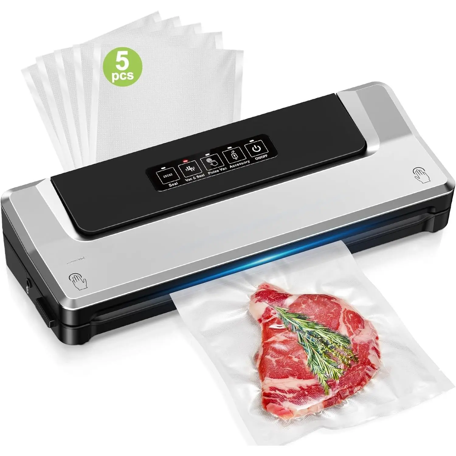 Vacuum Sealer Machine | Compact  Sealer for Kitchen Storage & Meal Prep | Multiple Modes​​ | External Vacuum System | 5 Bags, ​​