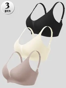 Back Smoothing Seamless Bra, Jelly Strip Soft Support Adjustable Side Shaping Bra, Wireless Push Up Breathable Comfortable Women's Daily Underwear