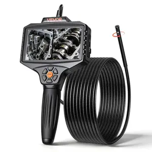 VEVOR Endoscope with Light, 360 View Coverage Industrial Borescope Inspection Camera with Rotating Probe, 1080P HD Rigid Snake Scope Cam for Wall Automotive Engine Inspect-16.4FT