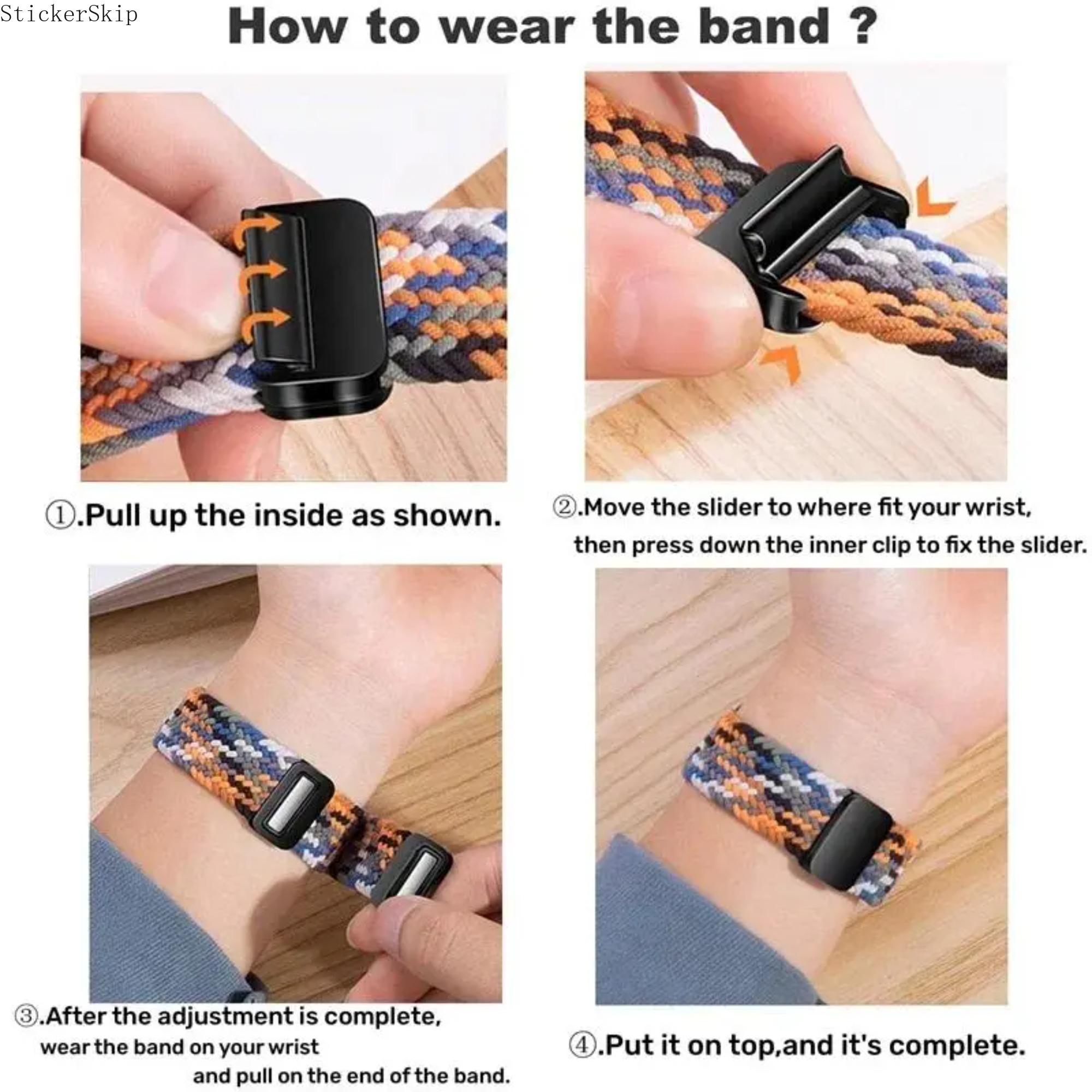 2026 NEW StickerSkipBraided Stretchy Bracelet Band Compatible with Apple Watch 38/40/41/42/44/45/46/49mm, Magnetic Clasp Soft Nylon Braided Sport Solo Loop