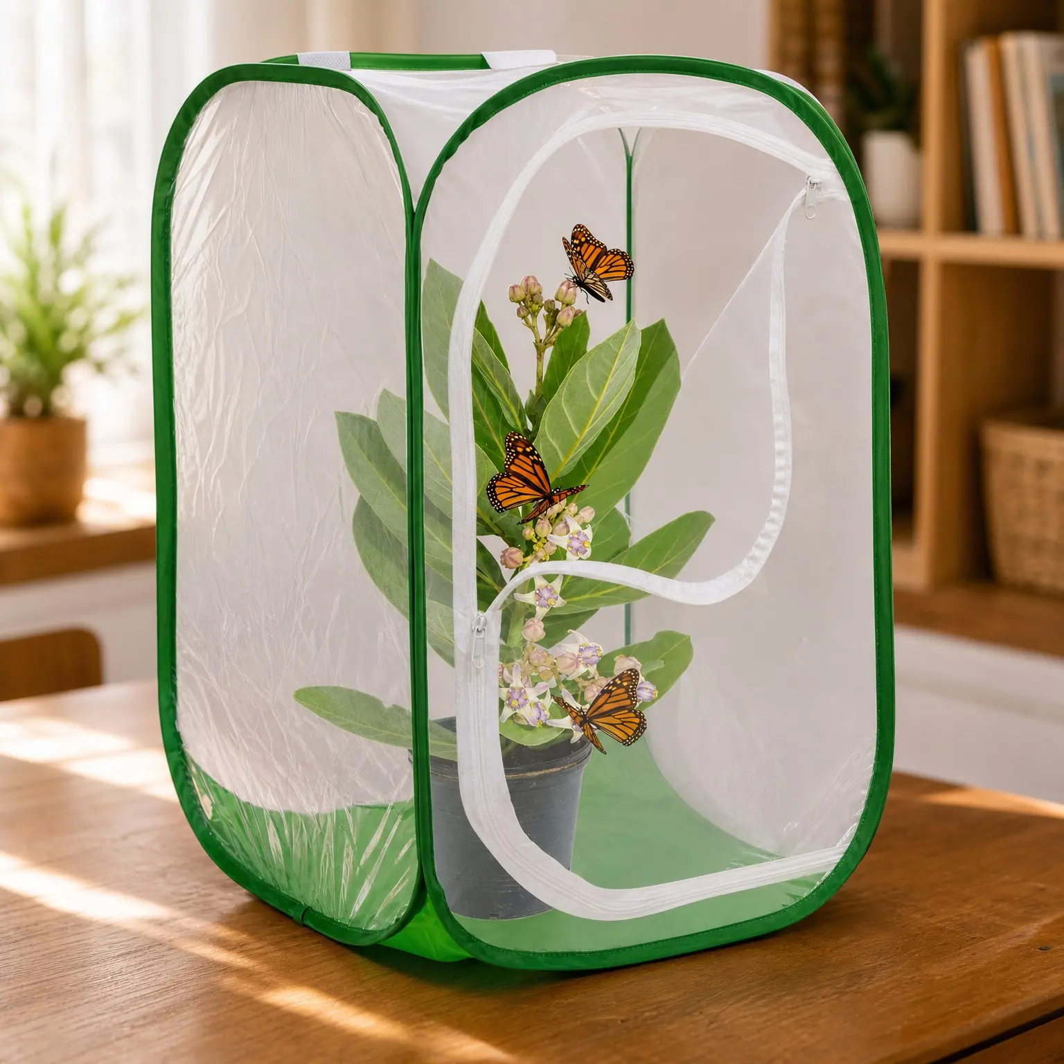Pop-up Butterfly Habitat, Insect Cage and Caterpillar Enclosure with Polyester Bottom for Easy Cleaning