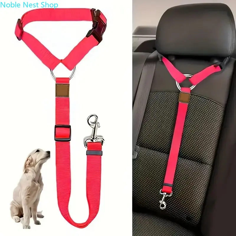 Adjustable Dog Car Safety Harness Vest, Padded Ergonomic Belly Band With Solid Metal Fittings, Easy Install Retractable Tether Rope For Pet Travel & Road Trips