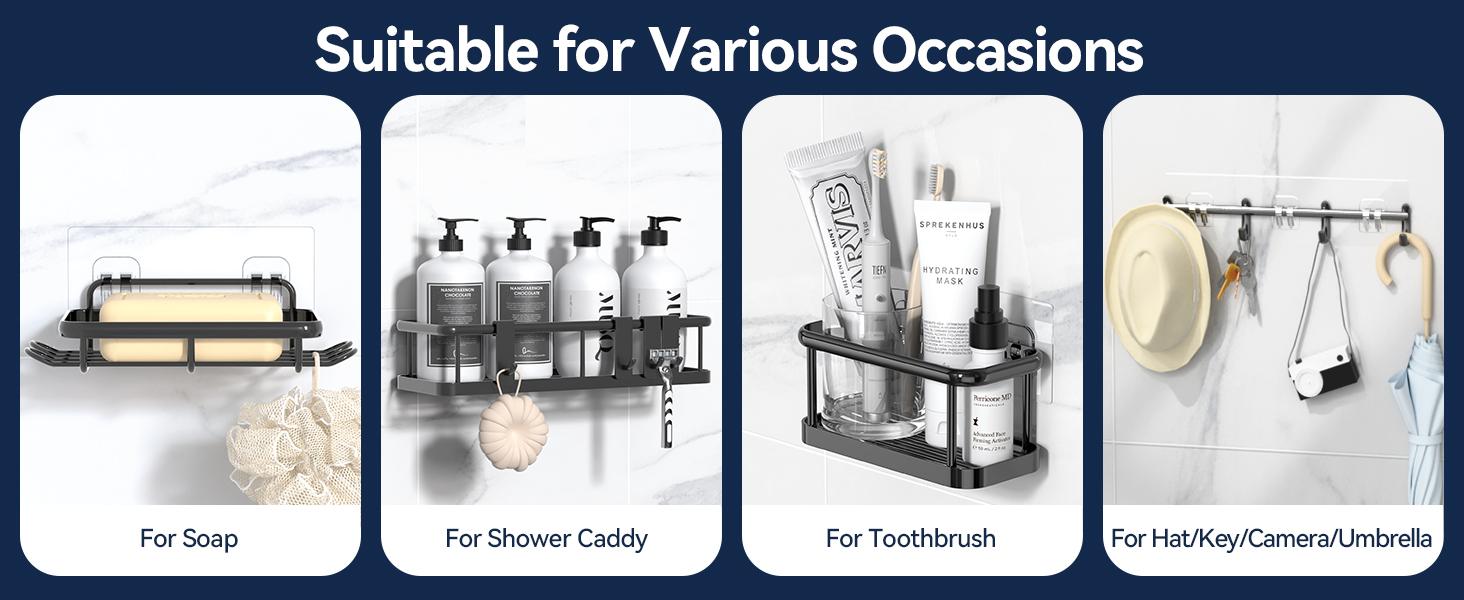 9-Pack Shower Caddy Adhesive Replacement - Transparent Shower Adhesive Strips, No Drilling Hooks for Bath Storage Shelves, Kitchen Racks, Basket & Soap Hol 2026 new