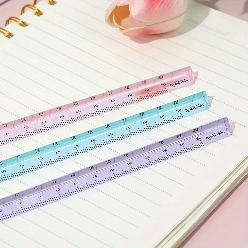 3-Piece Ruler Set, High Clarity Glossy Surface, Drawing and Exam Rulers, Durable Educational Tools, Desk Ruler, Learning Supplies