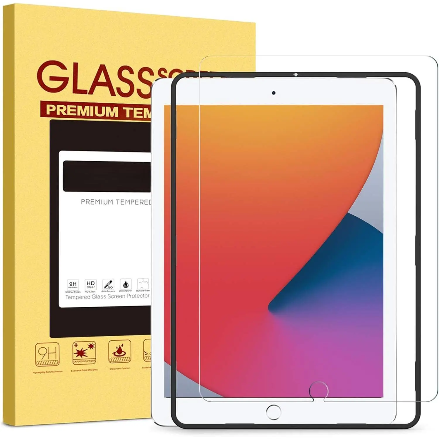 Screen Protector for with iPad 8th 7th Generation 10.2 Inch 2020/2019 Released, 9H Hardness Tempered Glass for iPad 8th 7th Gen 10.2'', Anti- Scratch