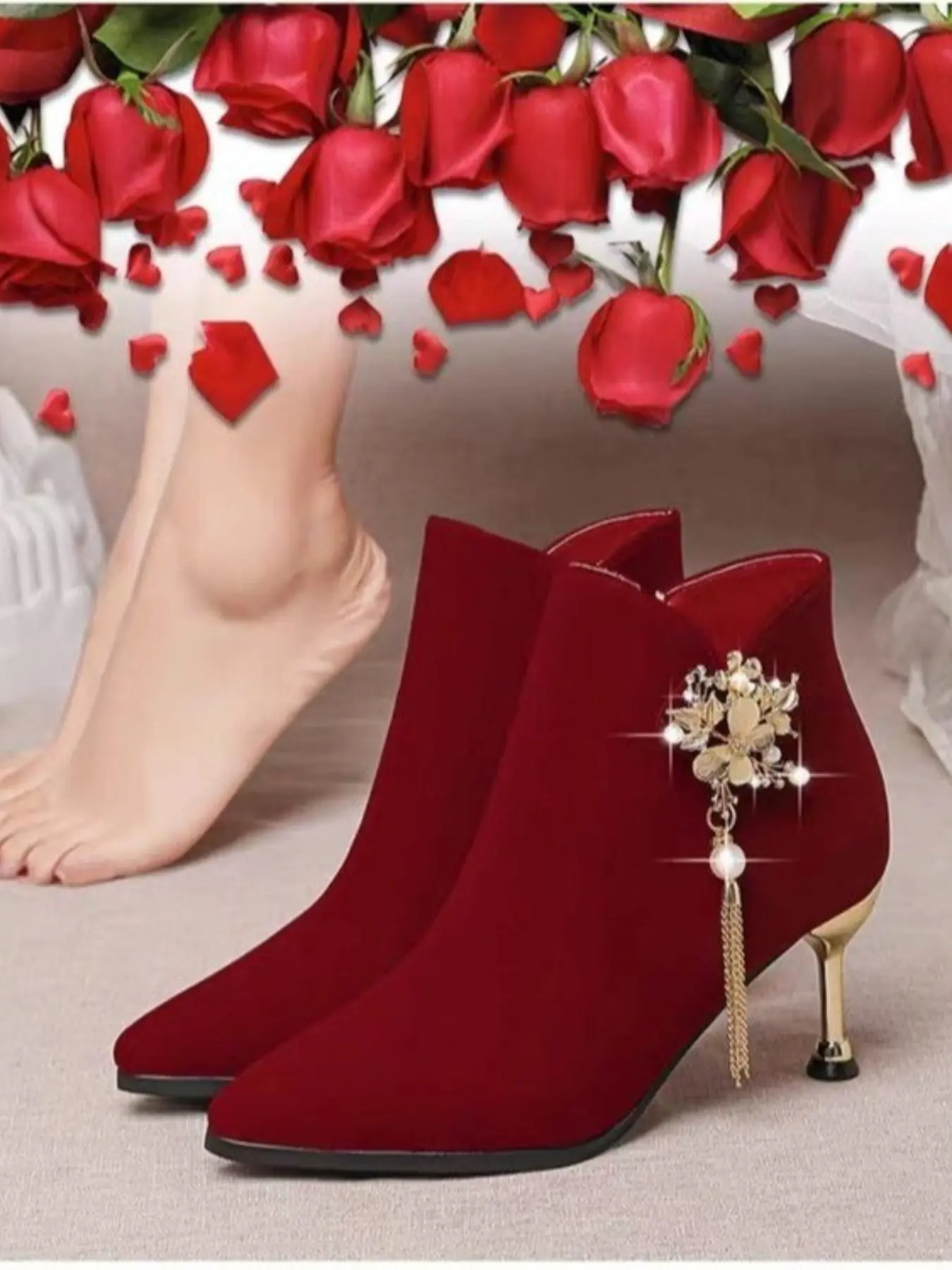 Celebratory High Heel Wedding Shoes for Women, Fashion Short Boots, Perfect for Parties and Events, Elegant Evening Wear