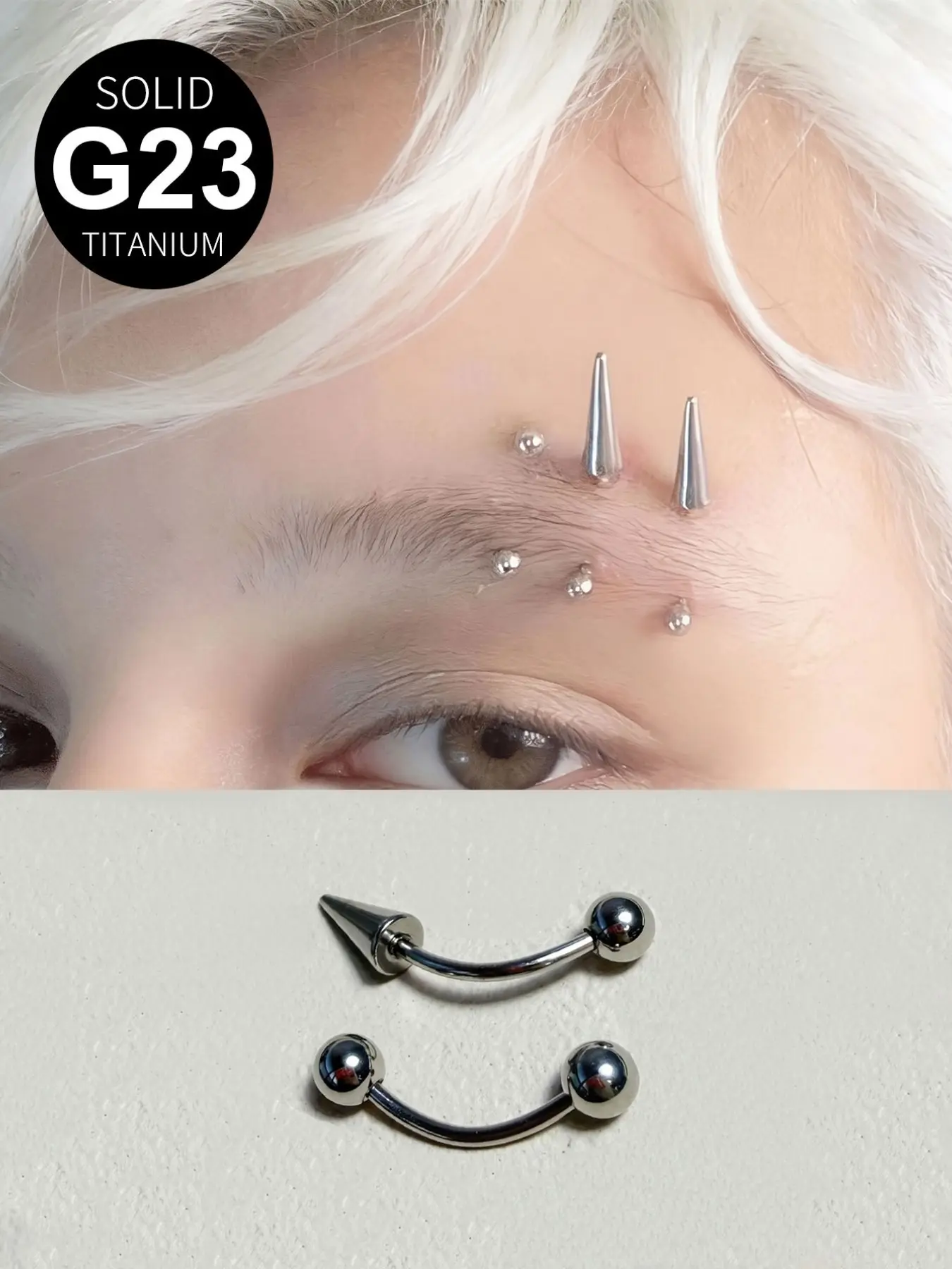 Titanium Alloy Curved Barbell Eyebrow Studs, Hypoallergenic 16g Tapered Rings, Punk Style Jewelry for Men and Women, 6mm/8mm/10mm