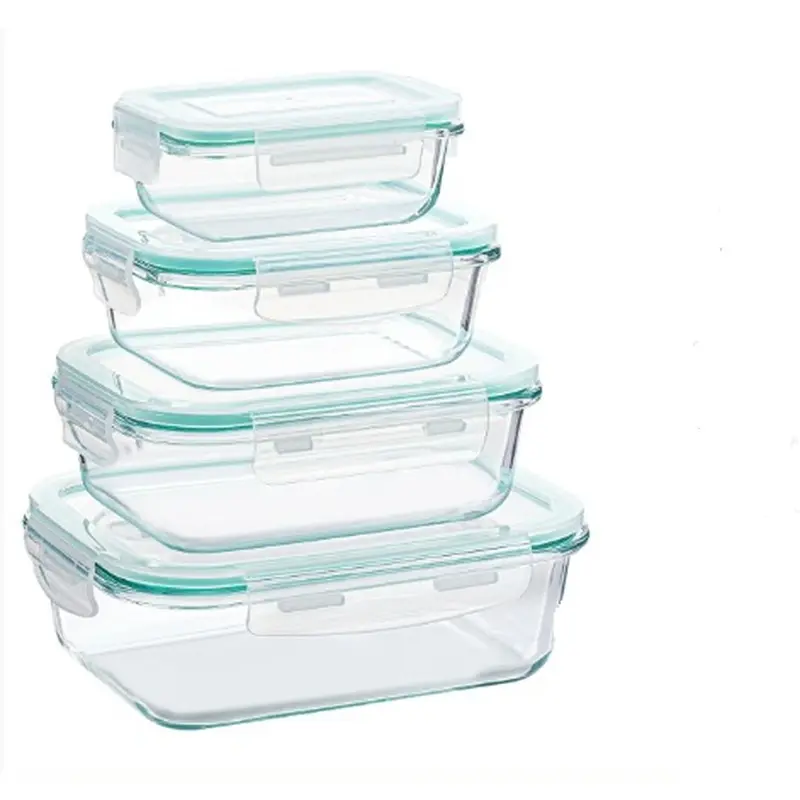 4-Piece Glass Food Container Set Microwave Safe Leak-Proof Lids BPA Free Reusable for Office Workers Meal Prep Soup Storage Containers