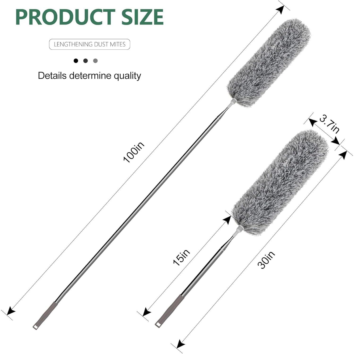Extra-Long Dusters with Extension Pole 100-inch for Cleaning, Bendable Microfiber  Washable Ceiling Fan Duster for High Ceilings, Furniture