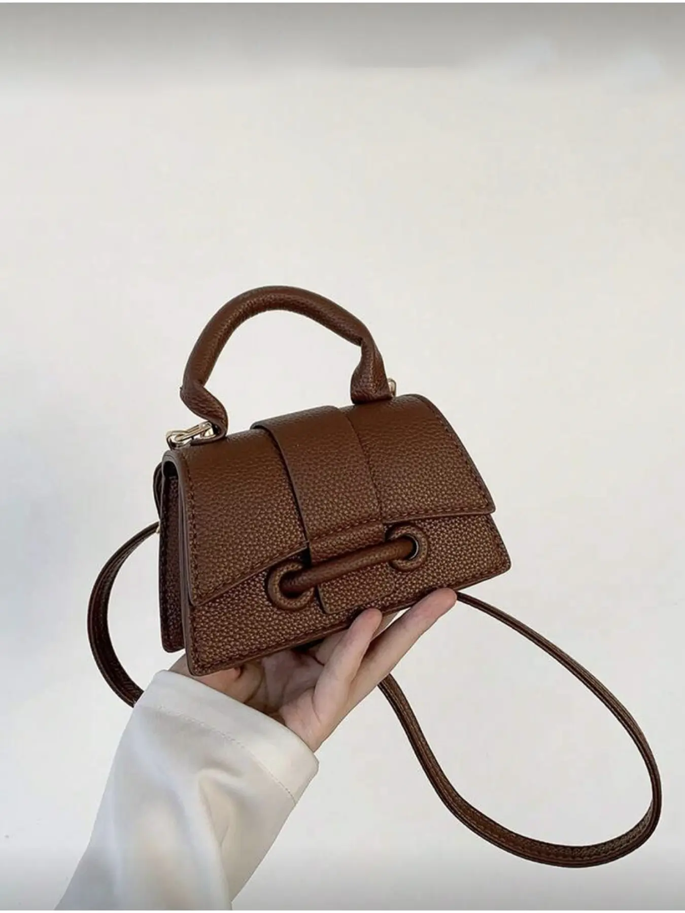 2026 Textured Lipstick Case Mini Square Bag New Solid Color Versatile Handbag Women's Casual Purse