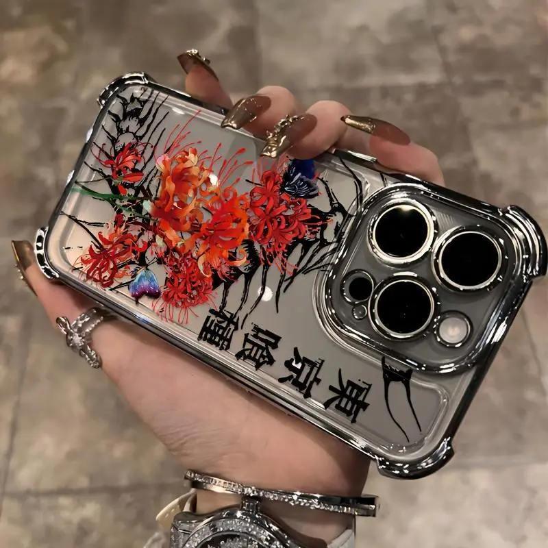 New Japanese design phone case of the anime Tokyo Ghoul trend, compatible with models for iPhone 17 Air 16 Promax 15 Plus 14 13 12 11 & Samsung Galaxy S26 Ultra S25 Plus S24 S23 FE S22, with a soft transparent back for drop protection.HM173