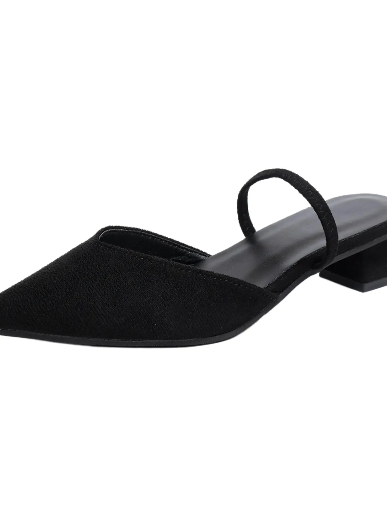 Elegant Light Color Stretch Strap Sandals, Pointed Toe Low Heel Velvet Material, Perfect for Outing and Dating, Casual Women's Shoes