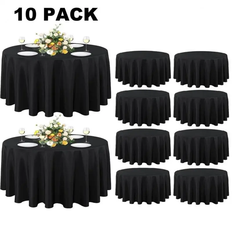 10 Pack 84 Inch Round Peva Tablecloth, Waterproof Oil Proof Plastic Table Cover, Ideal for Birthday Party, Holiday, BBQ, Picnic, Family Gathering
