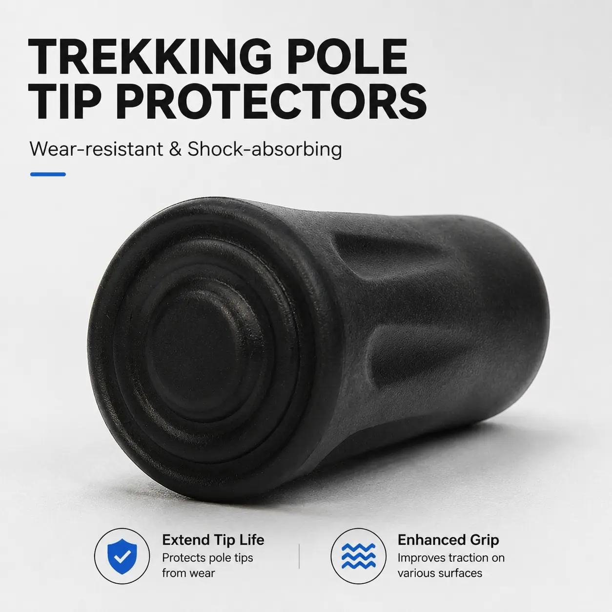 2 pcs trekking pole tip protectors,  trekking pole tip protectors, trekking pole feet, anti-slip pads, outdoor trekking pole head caps, trekking pole tip wear-resistant rubber covers, providing anti-slip function, universal trekking pole accessories