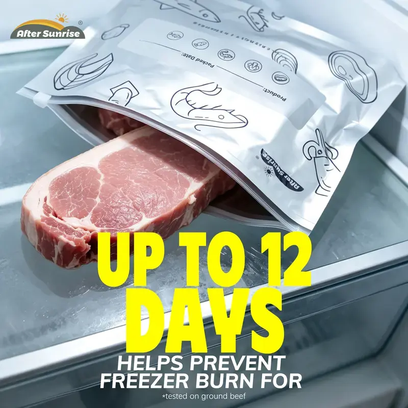 Reusable Aluminum Foil Food Storage Bags, Leakproof Resealable Vacuum Zipper Bags for Fresh Food, Fridge & Freezer Organizer