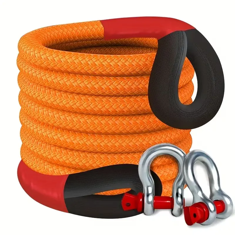 Tow Rope Set for Off-Road Vehicles and Suvs, 20t/44092lbs, Includes Two U-Bolts and Storage Bag, Ideal for Recovery and Daily Use