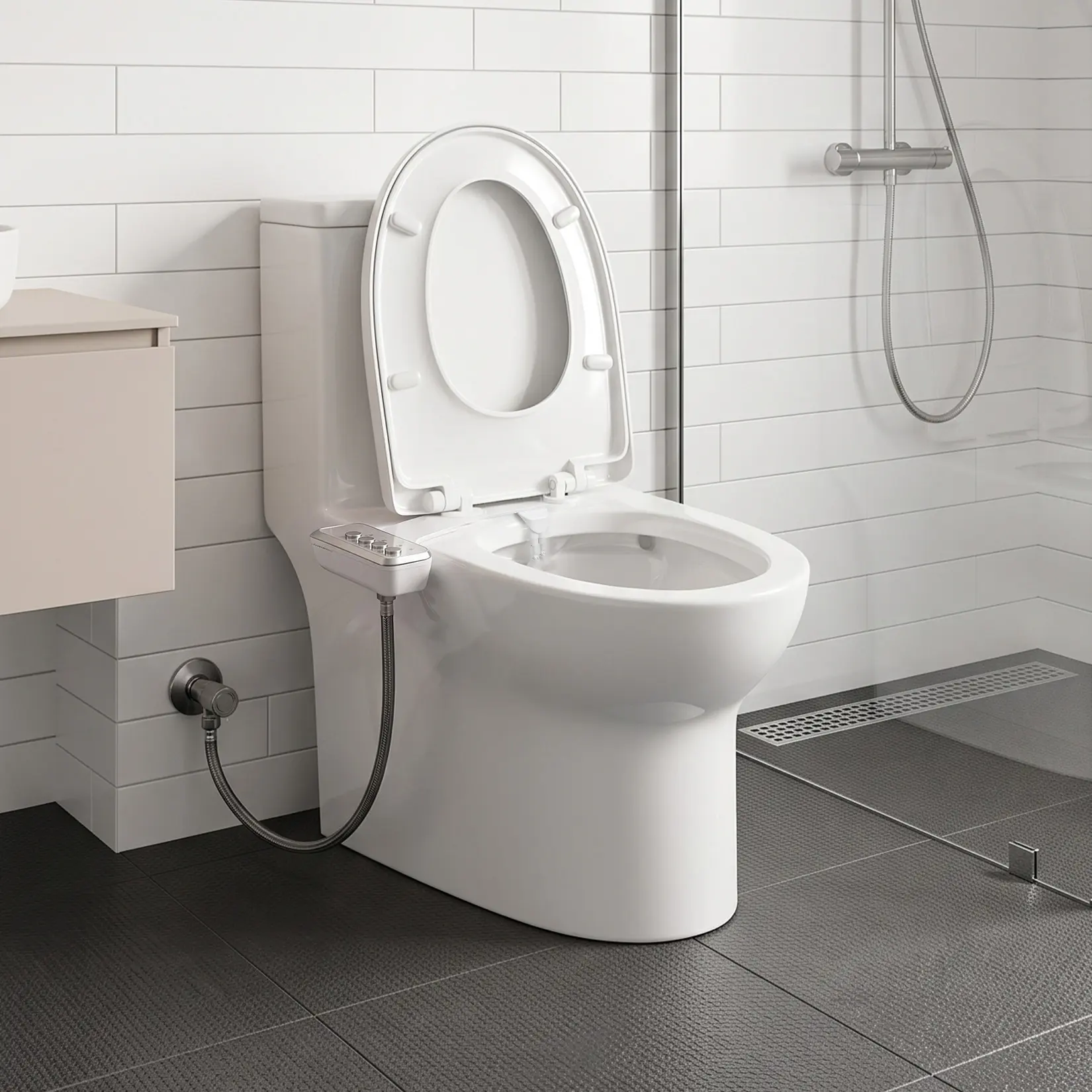 【IdealHouse】Non-Electric Bidet Toilet Attachment, Dual Retractable Nozzles with Rear Wash & Feminine Wash, Self-Cleaning Function, Stepless Adjustable Water Pressure & Spray Angle, Protective Nozzle Gate, 10-Minute Easy Install, Fits Most Two-Piece Toilet