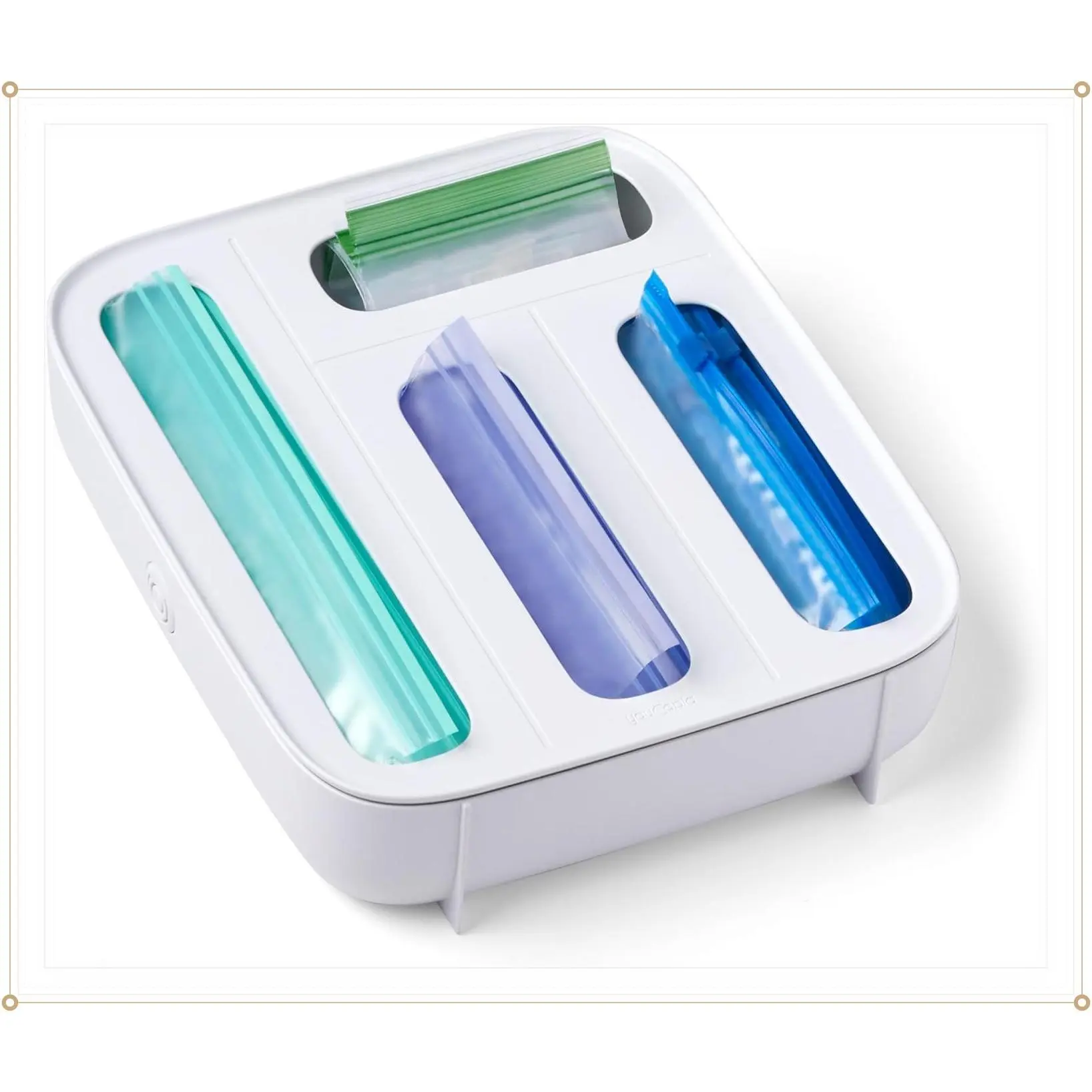 Drawer Food Bags Dispenser, 4-Slot, Plastic Sandwich Bag Organizer for Kitchen Storage, WhiteGift