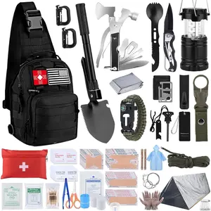Survival Kit, Gifts  Fathers Day Men, Women, 251pcs Emergency Survival Gear and Supplies Equipment, First Aid Kit with Crossbody Bag, Camping Essentials  Earthquake, Hiking, Outdoor Adventure