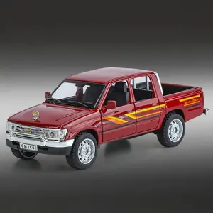 1:32 Toyota Hilux Off-Road Pickup Truck Metal Alloy Model High Simulation Sound Light Desktop Toy Ornaments for Children Gifts