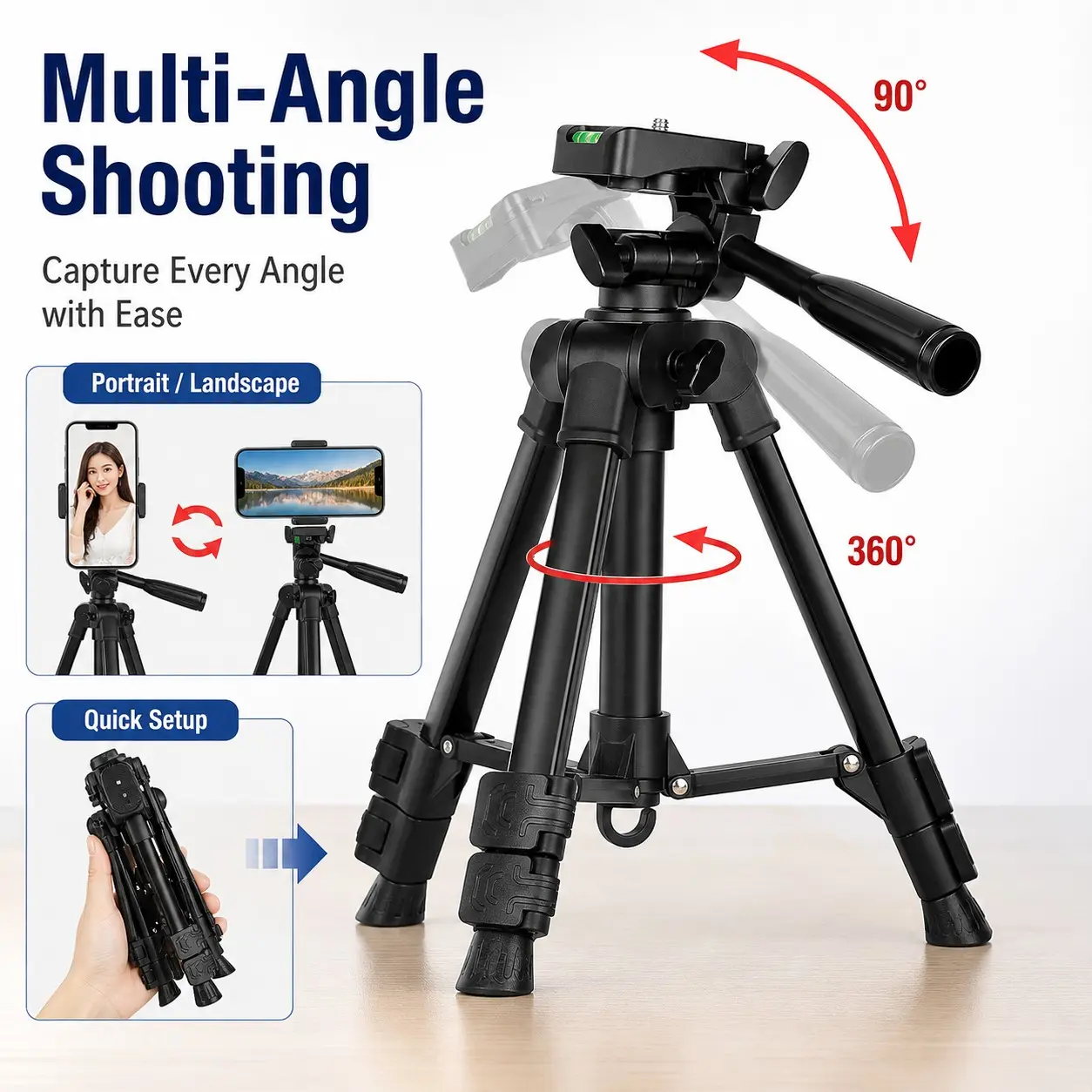 F-10t Mini Tripod Stand, Selfie Tripod, Portable Desktop Phone Camera Holder, 1/4 Screw, Stable Tripod for Dslr, Vlog & Live Streaming