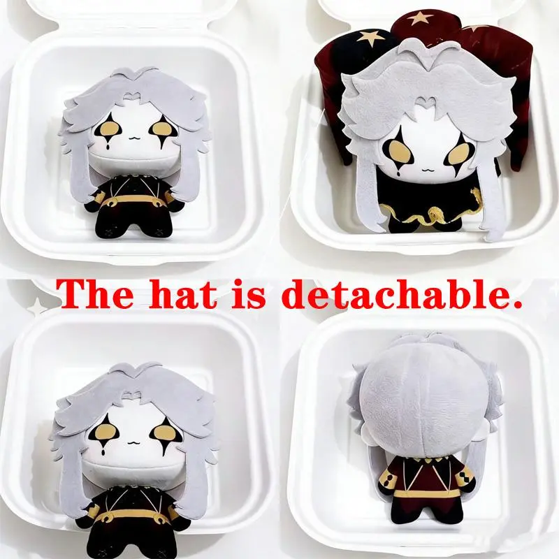 Super Cute 12cm With Removable Hat Headdress Pierrot Plush Toys Cosplay Circus Anime Game Freak Character Decorative Plushie Dol