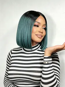 Summer Wig 4*4 Bob Human Hair Multiple Colors Short Straight Wig, Super Double Drawn Lace Hairline Natural Looking Part, Blunt Cut Full and Soft Beginner Friendly Daily Wear