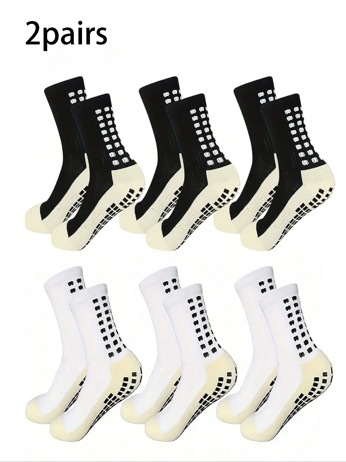 6 Pairs Men's High-Performance Sports Socks, Enhanced Grip, Anti-Slip Colorblock Cotton Crew Socks, Medium-Length Professional Training Workout Socks