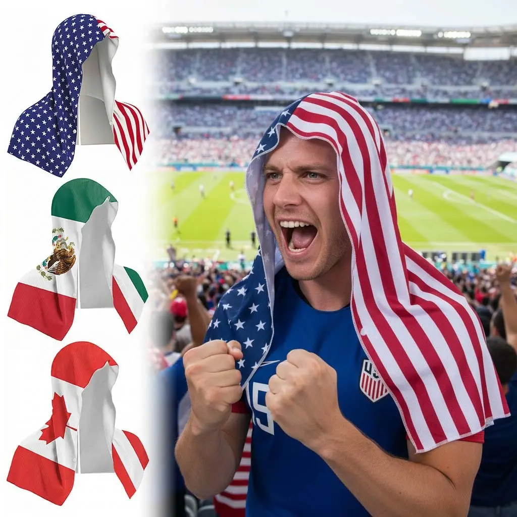 Flag Print American U-Shape Sunshade Cooling Headscarf, Quick-Dry Outdoor Towel, Cool Feeling, Ideal for Hiking & Camping