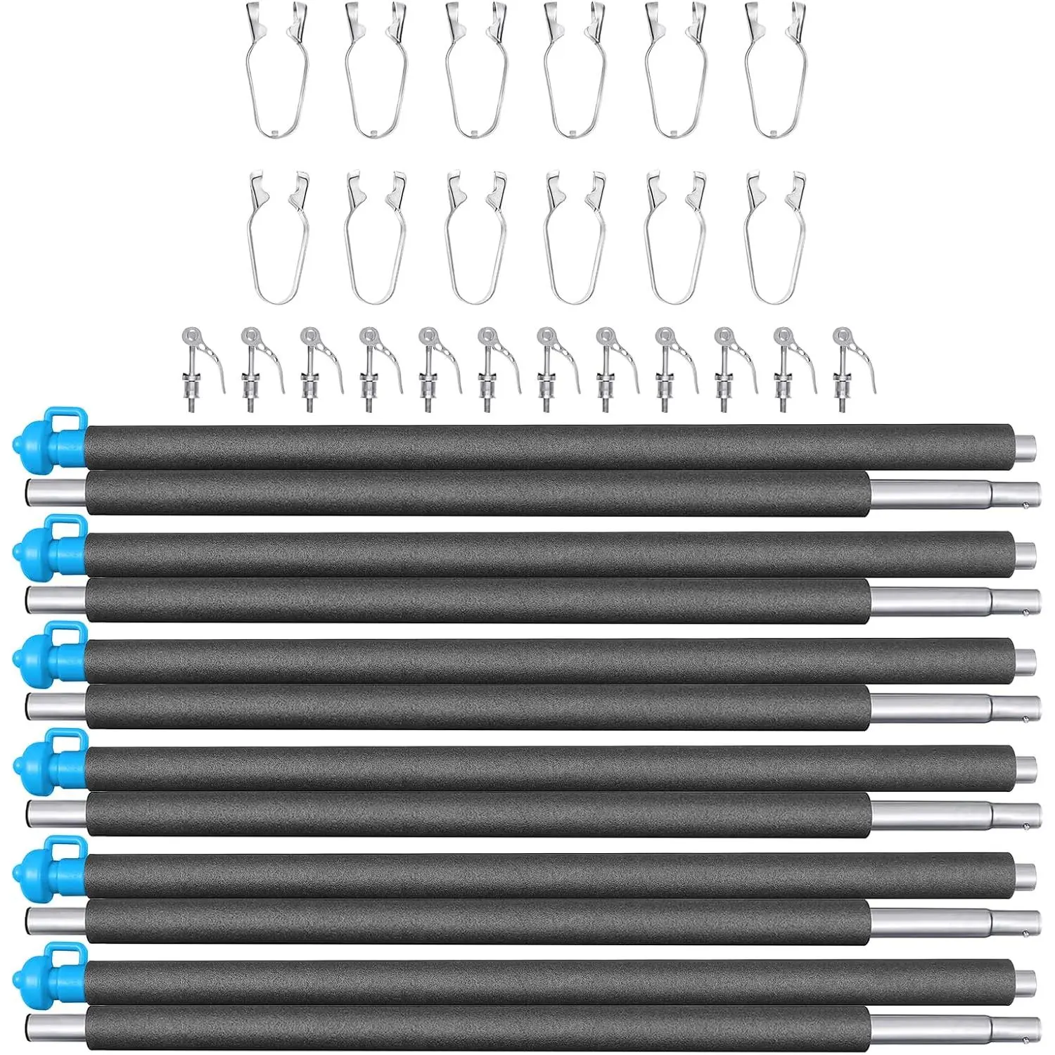 Universal trampoline replacement fence poles, comes with clamps and accessories