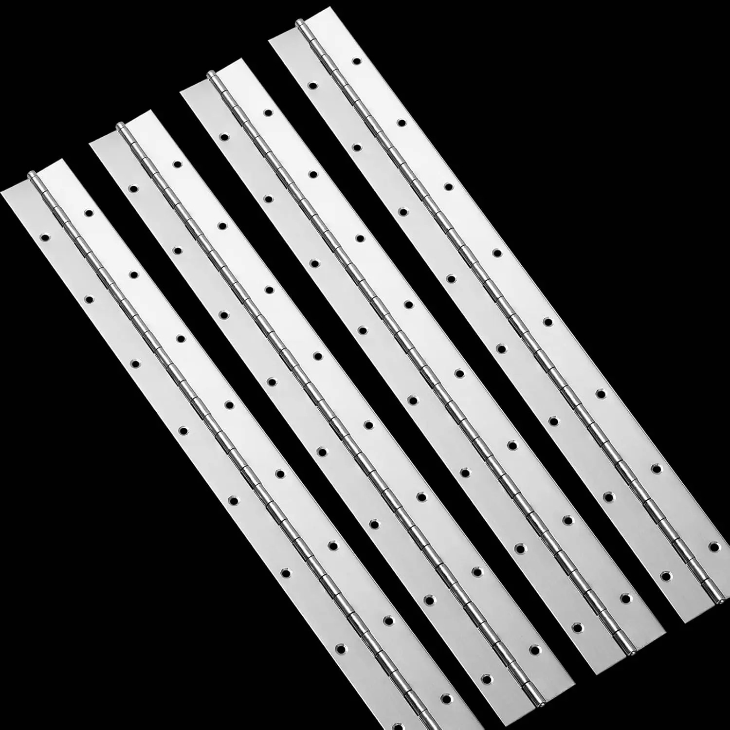 4 count 18Inch Continuous & Piano Hinges, Heavy Duty Stainless Steel Piano Hinge, Smooth Polished Folding Continuous Hinge, 0.04inch Leaf Thickness, 1.2inch Open Width