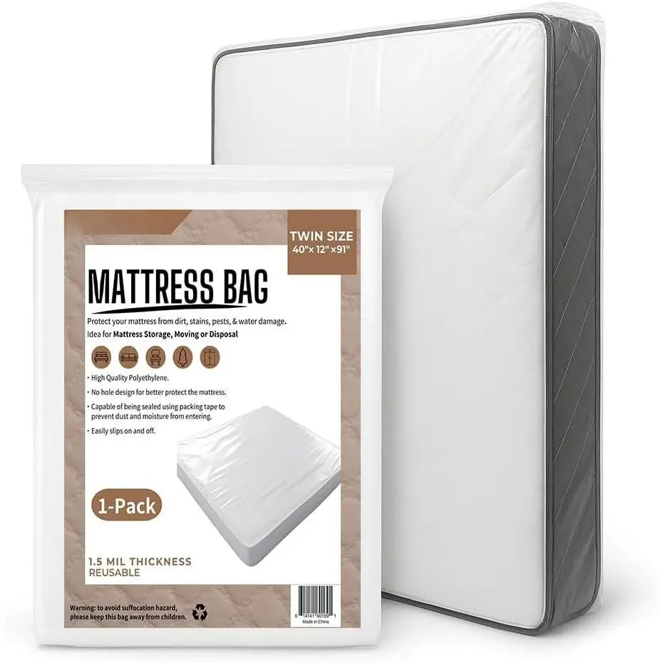 Mattress Bag for Moving and Disposal, Mattress Plastic Cover,Storage Protector, 1 Pack