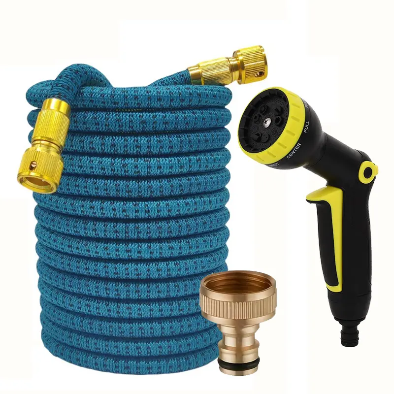 Expandable Magic Garden Hose 8 Mode Spray Gun Brass Connectors Flexible Retractable Water Hose For Car Wash & Gardening